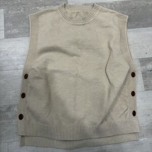 Shein Tan Side Button Vest Women's XL NEW